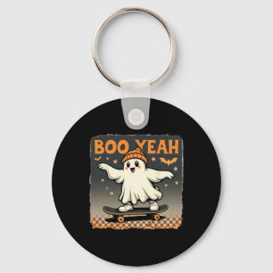 Boo Yeah Halloween Funny Spooky Ghost Skateboard Key Ring