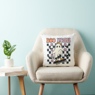 Boo Yeah - Retro Cute Ghost Skateboard  Cushion