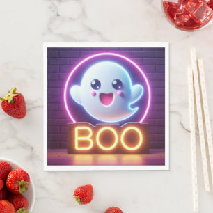 BOO Yellow Halloween Ghost Napkin