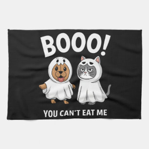 Boo You Can't Eat Me Dogs And Cats Funny Halloween Tea Towel