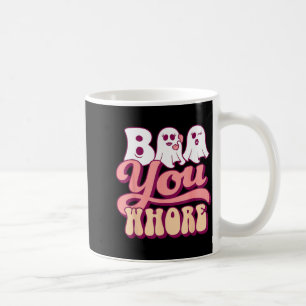 Boo You Funny Groovy Halloween Ghost on Pink Phone Coffee Mug