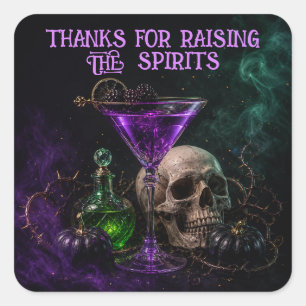 Boo Ze Night Gothic Skull Cocktail Square Sticker