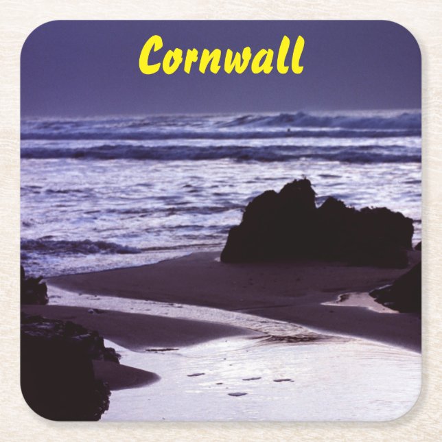 Boobys Bay, Cornwall Square Paper Coaster (Front)