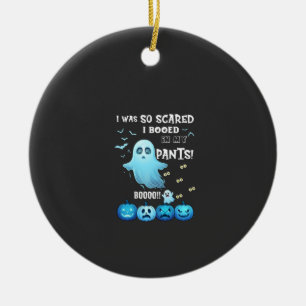 Booed Pants Halloween Ghost Blue Pumpkins Ceramic Ornament