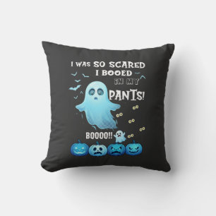 Booed Pants Halloween Ghost Blue Pumpkins Cushion