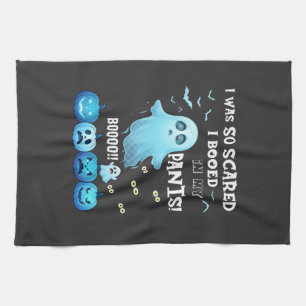 Booed Pants Halloween Ghost Blue Pumpkins Tea Towel