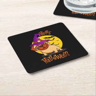 BooF -Bruno the Witchy French Bulldog Square Paper Coaster
