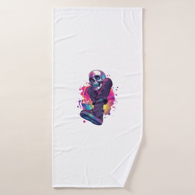 Boogie Bones � Funny 70s Disco Skull Bath Towel (Bath Towel)