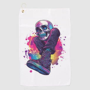 Boogie Bones � Funny 70s Disco Skull Golf Towel