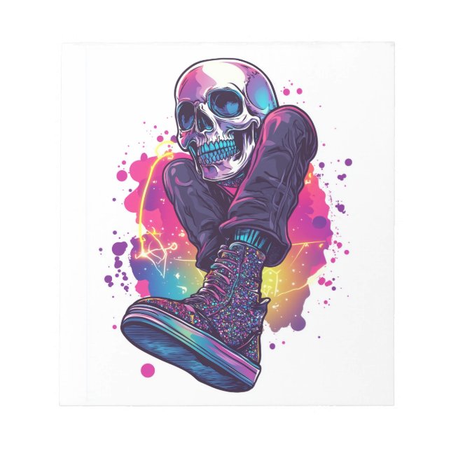 Boogie Bones � Funny 70s Disco Skull Notepad (Front)