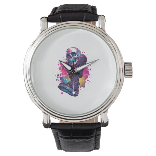 Boogie Bones – Funny 70s Disco Skull Watch (Front)