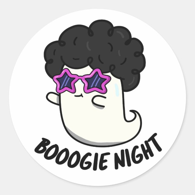 Boogie Night Funny Halloween Ghost Pun  Classic Round Sticker (Front)