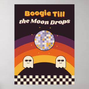 Boogie Till the Moon Drops Retro Halloween Poster