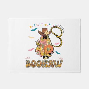 Boohaw Cute Ghost Halloween Retro Western Doormat