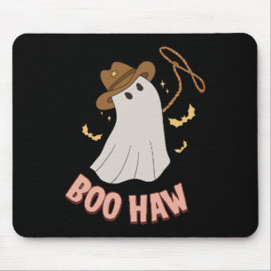 BooHaw Ghost Halloween Cowboy Cowgirl Costume Ret Mouse Pad