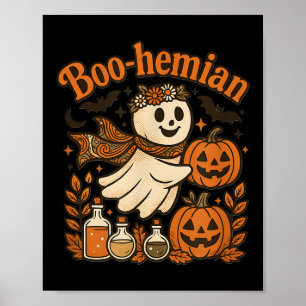 Boohemian Funny Retro Ghost Pumpkin Halloween Cost Poster