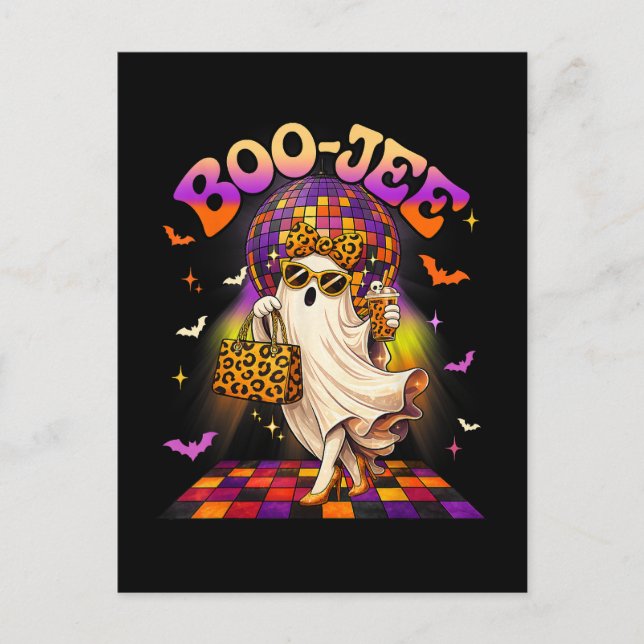 Boojee Ghost Halloween Boo JEE Disco Postcard (Front)