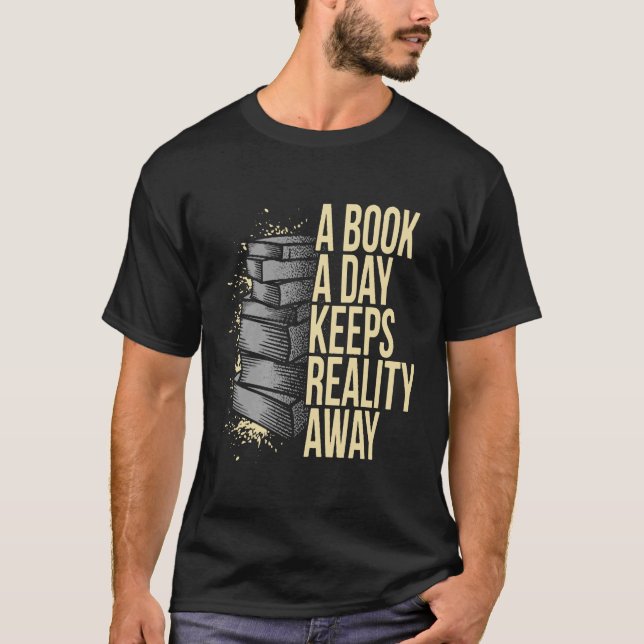 Book A Day Teacher Librarian Reading Tee (Front)