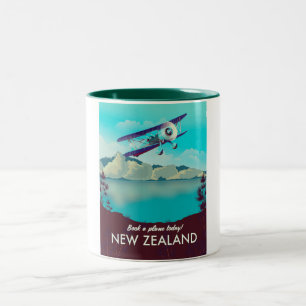 Book a Plane Today! New Zealand Two-Tone Coffee Mug
