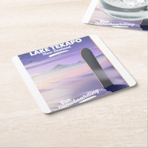 book a trip today lake Tekapo New Zealand Square Paper Coaster