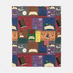 Book Addict Collage Fleece Blanket