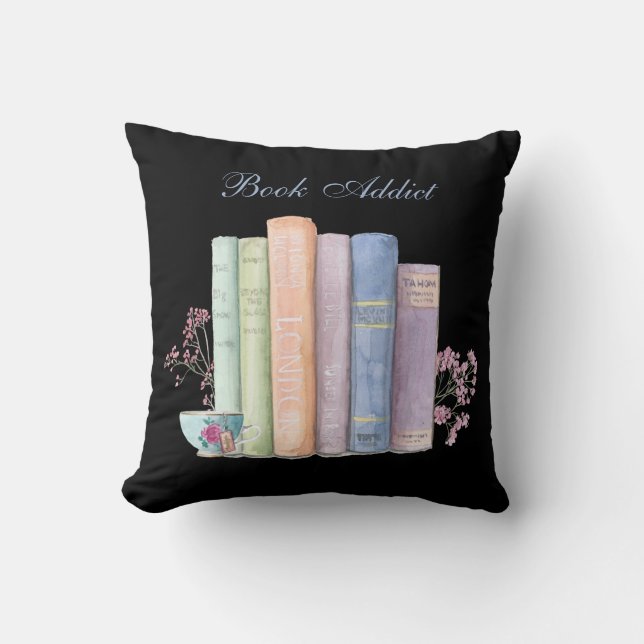 Book Addict Customisable Toss | Throw Pillow (Front)