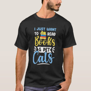 Book And Cat Apparel For Bookworms Reading Libra T-Shirt