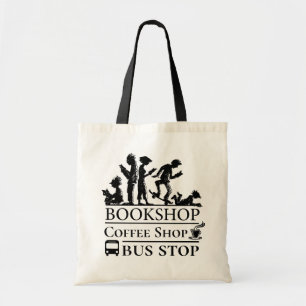 Book and Coffee Lovers Funny Shopping Bag