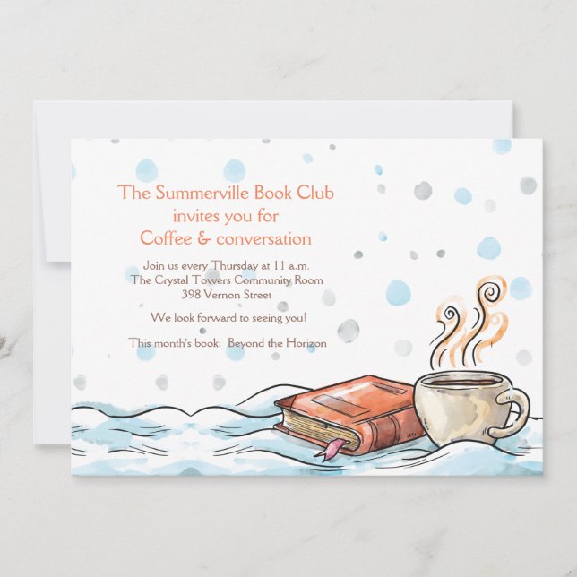 Book and Cup of Coffee Invitation (Front)