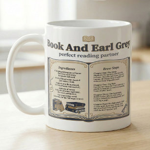 Book and Earl Grey Tea Recipe Coffee Mug