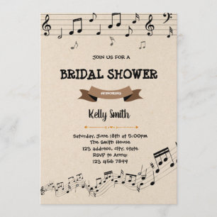 Book and music shower party invitation