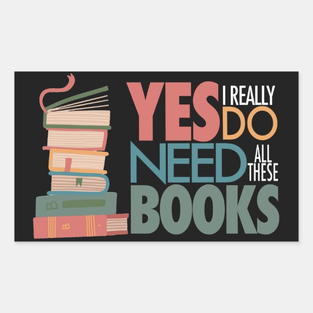 Book and Reading Love Rectangular Sticker (Front)