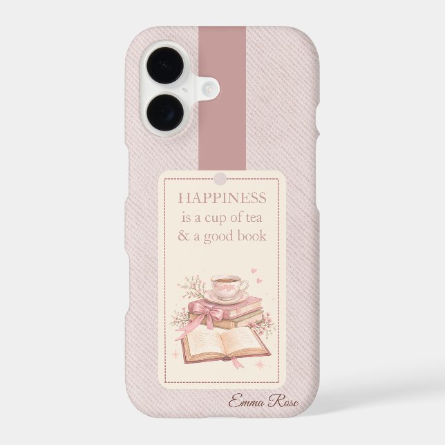 Book and Tea Phone Case | Personalised Reader Gift (Back)