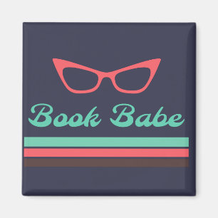 Book Babe with Cat Eye Glasses and Colour Bars Magnet