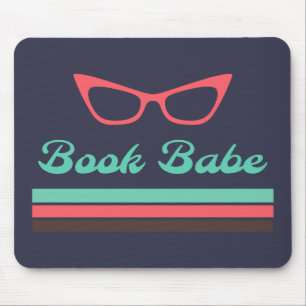 Book Babe with Cat Eye Glasses and Colour Bars Mouse Pad