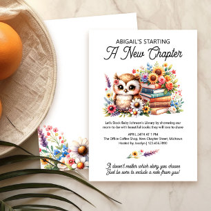 Book Baby Shower Cute Owl and Books New Chapter Invitation