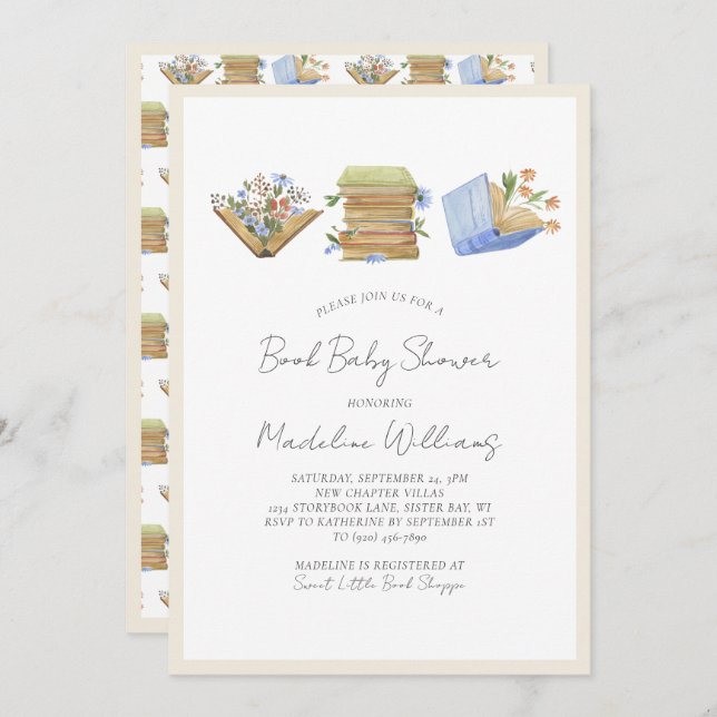 Book Baby Shower  Invitation (Front/Back)