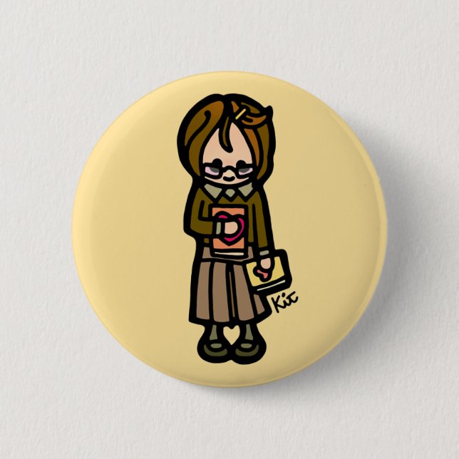 book badge. 6 cm round badge (Front)