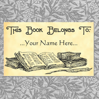 Book Belongs To Vintage Books Custom Bookplate Rectangular Sticker