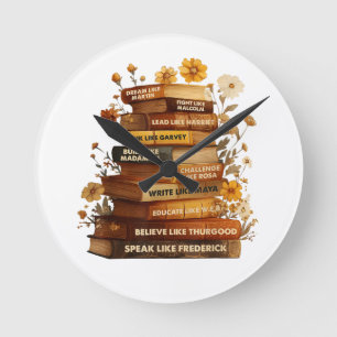 Book Black History Month Round Clock