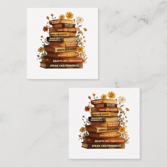 Book Black History Month Square Business Card (Front/Back)