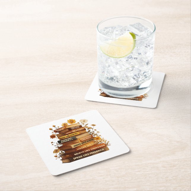 Book Black History Month Square Paper Coaster (Insitu)