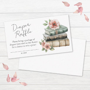 Book Blush Pink Floral Baby Shower Diaper Raffle Enclosure Card