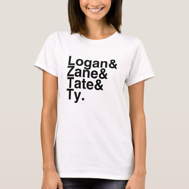 Book Boyfriend- Logan, Zane, Tate, Ty T-Shirt (Front)