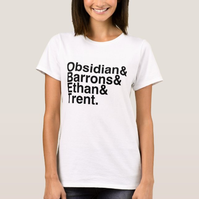 Book Boyfriend- Obsidian, Barrons, Ethan, Trent T-Shirt (Front)