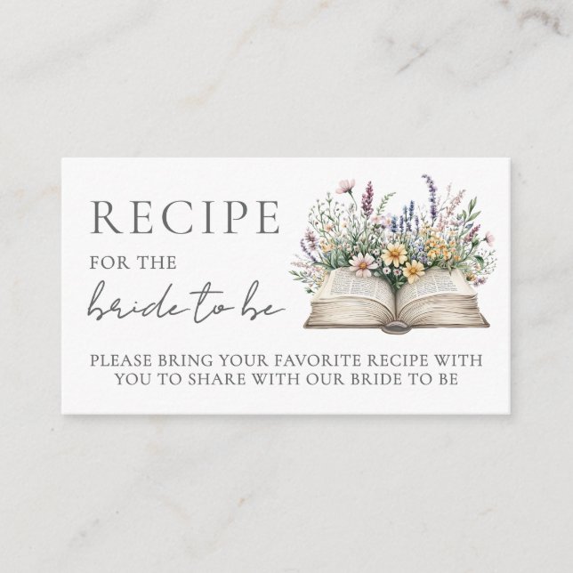 Book Bridal Shower Recipe Enclosure Card
