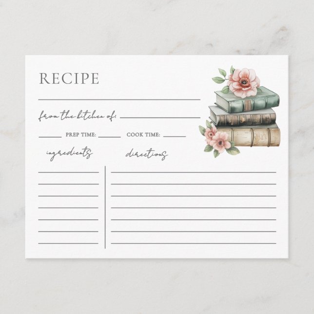 Book Bridal Shower Recipe Request Card