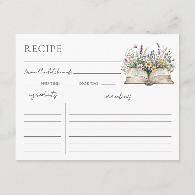 Book Bridal Shower Recipe Request Card (Front)