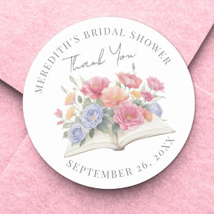 Book Bridal Shower Thank You Classic Round Sticker
