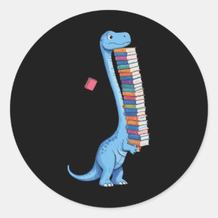 Book Carrying Dinosaur Reading Dino  Classic Round Sticker